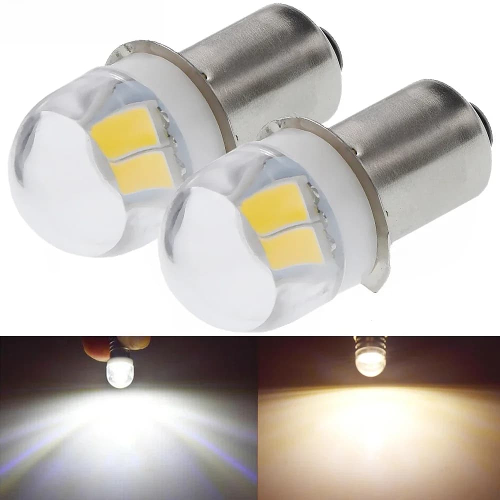 Ampoule LED P13.5s PR2 3V 4.5V 6V DC 5630 2 SMD blanc/blanc chaud, lumière Miniature de remplacement pour torche, lampe de poche, lampe de travail pour vélo, 2 pièces