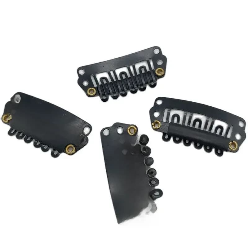95 pièces de clips métalliques à pression en acier au carbone de 2,8 cm avec 6 dents pour extensions de cheveux, peigne à boucle pour perruque, clip à cheveux noir, accessoires pour cheveux