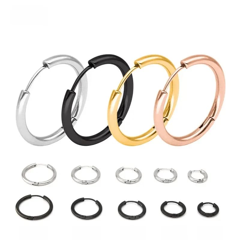 Boucles d'oreilles créoles pour femmes, couleur or/or Rose/noir, cercle rond, anneau d'oreille, Clip, aretes Mujer