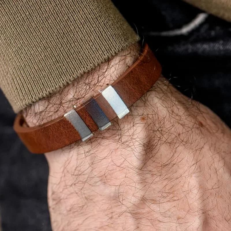 Bracelet Personnalisé avec Noms pour Homme, Marron, Noir, Blanc, Perles en Acier Inoxydable, Cadeau de ixdes Pères