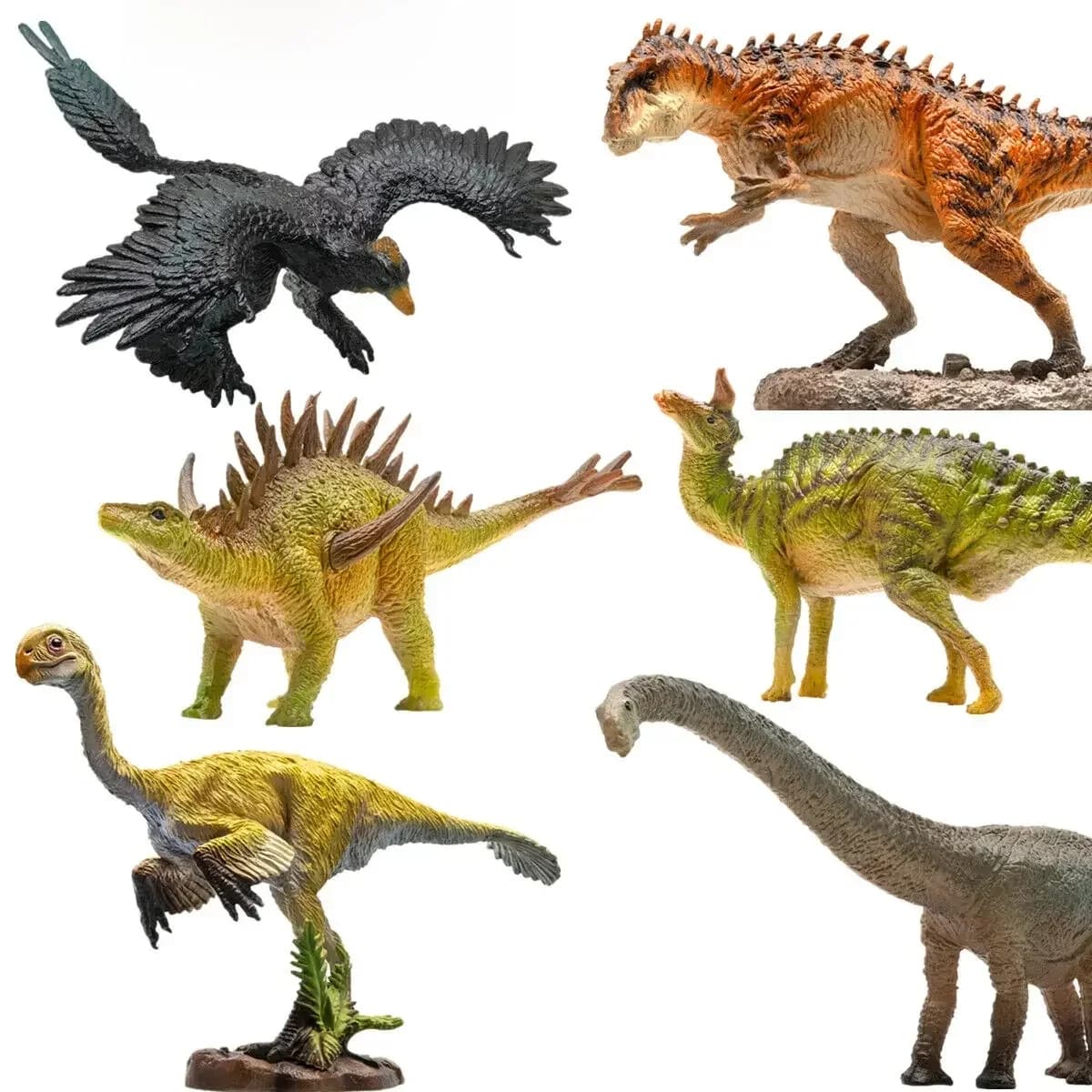 Figurines de dinosaures PNSO Yangchuanosaurus, Mamenchisaurus, Gigantoraptor, Tsintaosauras, Huayangosaurus, Cadeau pour collectionneurs et passionnés de science animale