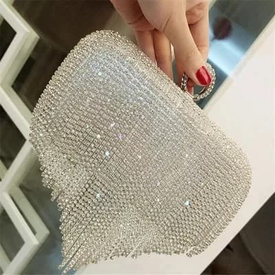 Sac à main de mariage en biscuits pour femme, pochette de soirée, sac à main design de luxe, petit pompon argenté, sac à main JOinitied pour thérapeute