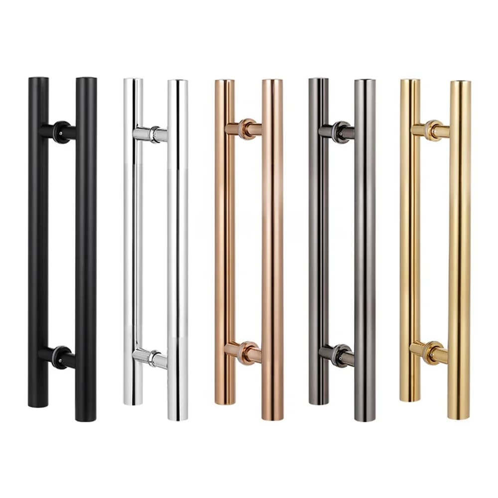JACHOR poignées de porte en verre de forme ovale portes de grange en acier inoxydable ensemble de poignées de traction raccords de quincaillerie de porte de douche