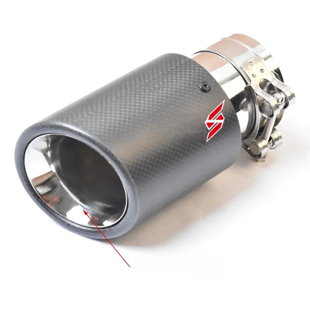 Embout de silencieux en acier inoxydable pour toutes les voitures, modification universelle, bord biseauté bouclé simple, tuyau d'accès, couvercle entièrement en fibre de carbone