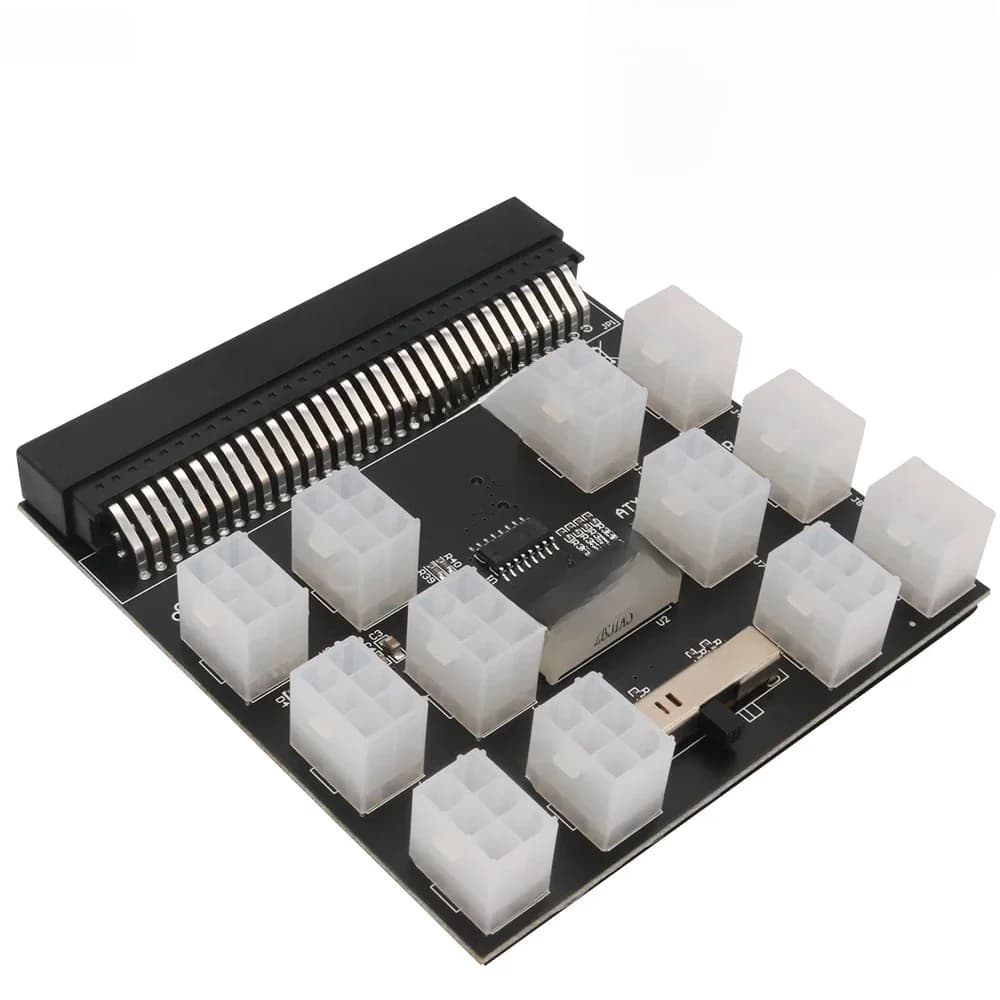 Carte de dérivation, connecteur 12 ports 6 broches, affichage LED, Module d'alimentation 12V pour serveur PSU HP 1200W 750W, GPU Miner BTC, alimentation minière