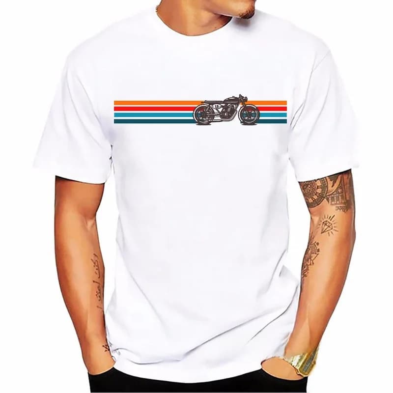 Café Racer moto impression hommes Vintage t-shirt été 2024 blanc à manches courtes haut décontracté 90s Cool Hip Hop Rock t-shirt graphique