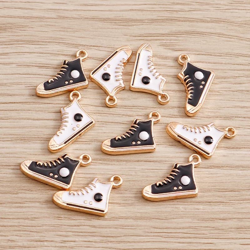 10 pièces 14*11mm émail chaussures de sport de sport breloques pendentifs pour Bracelets boucles d'oreilles Sneaker breloques bijoux faits à la main résultats bricolage fabrication