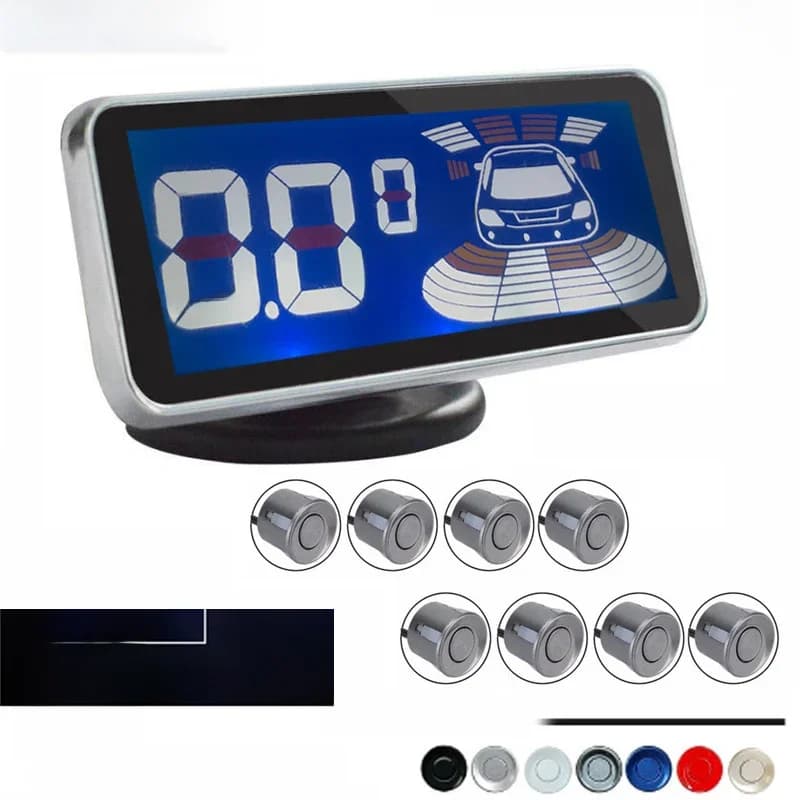 Koorinwoo Capteurs de stationnement électromagnétiques à écran LCD numérique pour voiture, 4/6/8 radars avant, avertisseur sonore, système Parktronic de recul