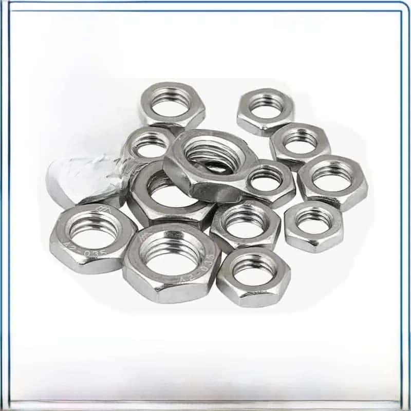 2/5/10/20/50pcs M2 M2.5 M3 M4 M5 M6 M8 M10 M12 M14 M16 304 316 A2 A4 Écrou hexagonal plat en acier inoxydable Écrou mince DIN439