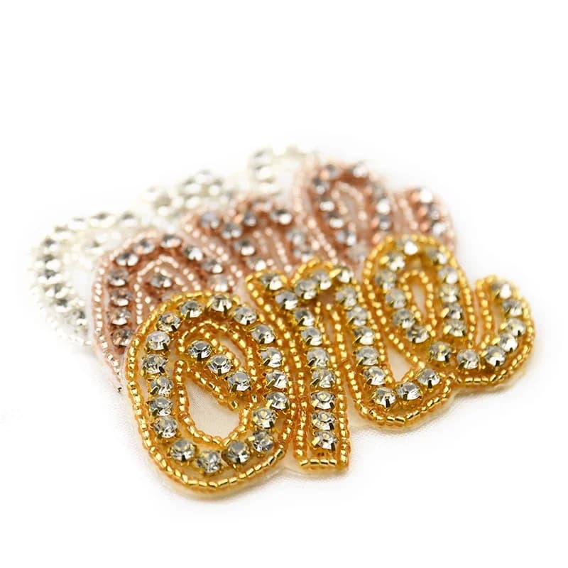 Patches de lettres perlées et strass, appliques populaires et jolies, accessoires de bricolage, WRA-800