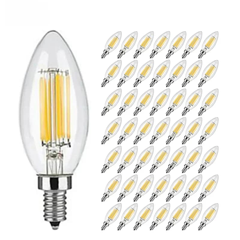 Ampoule LED Dimmable C35 6W E12 E14, Ampoule à Filament Effet Bougie, Blanc Froid 2700K, Blanc Chaud 6000K, Lampe LED Rétro Edison Style Candelabre Antique