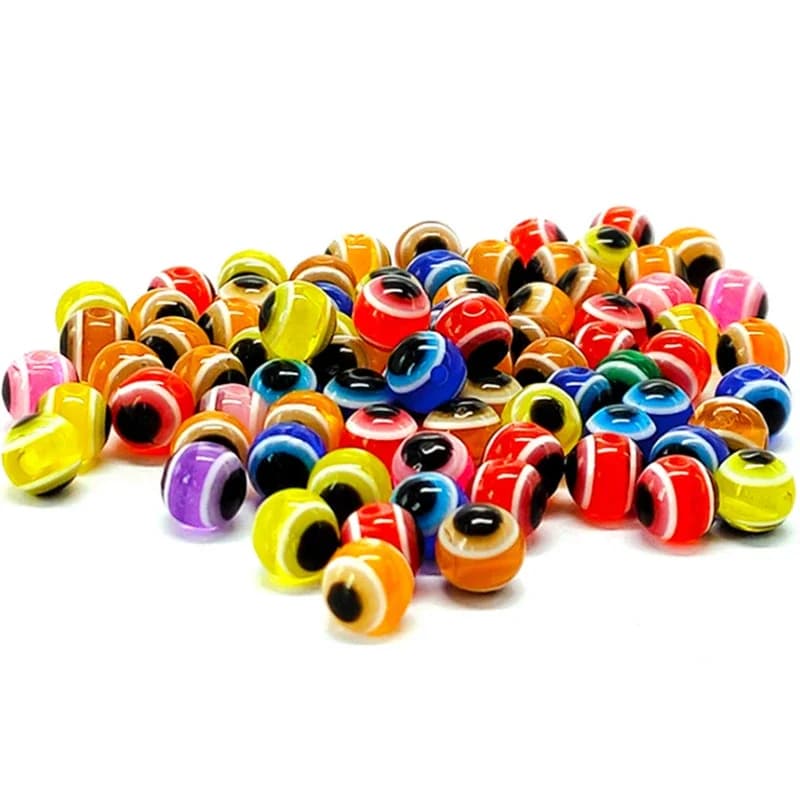 30 pièces 5/6/8mm perles de pêche en forme d'oeil de poisson couleur mixte plate-forme de caroline Taxes plate-forme de pêche perles acryliques Kit de bricolage matériel de pêche au bar