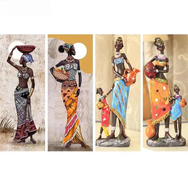 HOMFUN – peinture diamant thème "femme africaine", broderie complète 5d, perles rondes ou carrées, image avec strass, Art, à faire soi-même