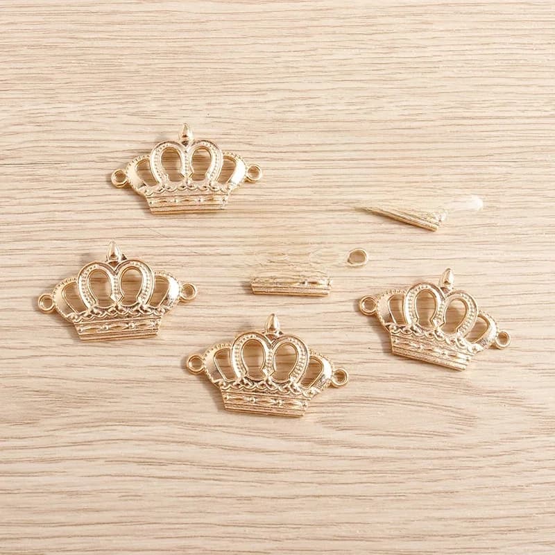 Connecteur de Breloques de Couronne en Or de 33x20mm, Accessoires pour Bracelets, Colliers de la raq, Bijoux de Bricolage, Artisanat Fait à la Main, 10 Pièces
