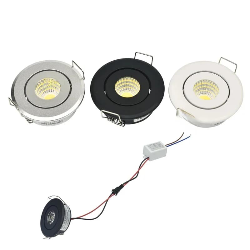 Mini plafonnier LED COB 12V 3W, spot lumineux pour vitrine, éclairage d'armoire à bijoux, trou de découpe 40-45mm