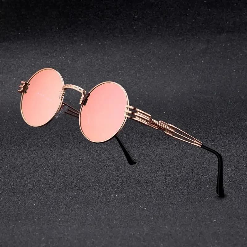 Lunettes de soleil rondes en métal Steampunk rétro pour hommes et femmes, double jambe de printemps, lunettes colorées, lunettes punk, UV400, nouvelle mode