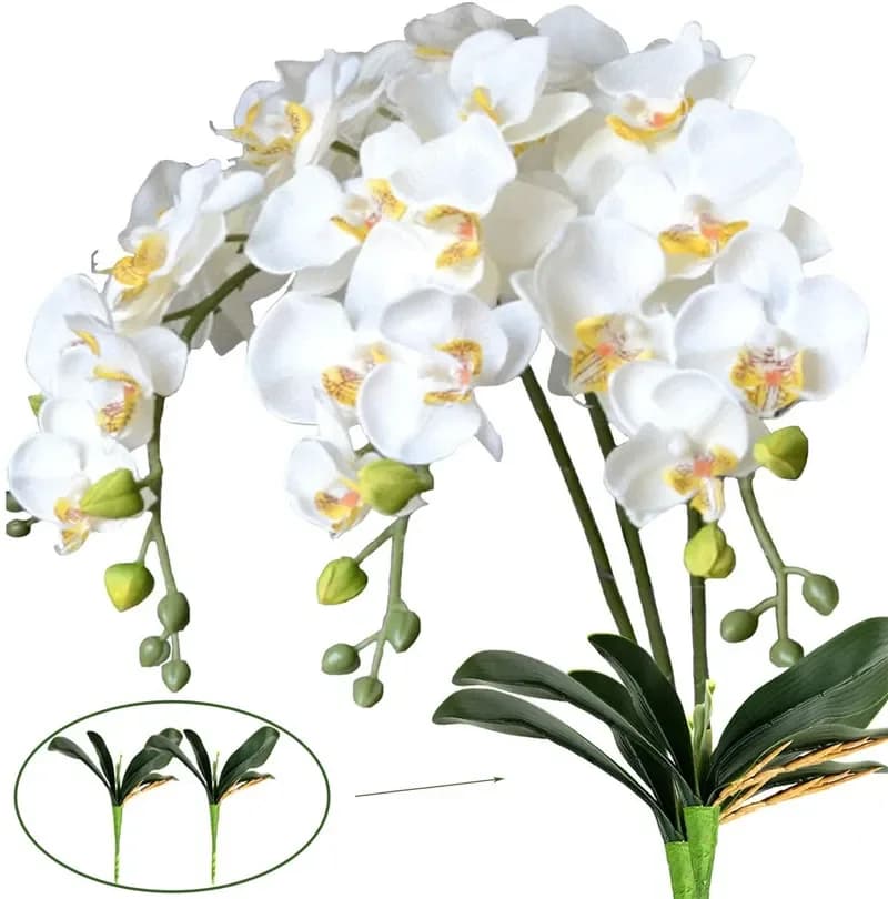 fleurs artificielles mariage Fleurs orchidées papillon artificielles, fausses orchidées papillon, pour décoration de maison, fausses feuilles, accessoires de décoration de mariage
