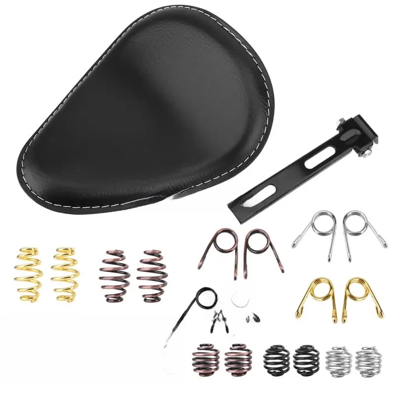 Selle de moto en cuir noir rétro, siège solo pour Harley, btChopper, Bobber, Honda, Yamaha, Kawasaki, Suzuki