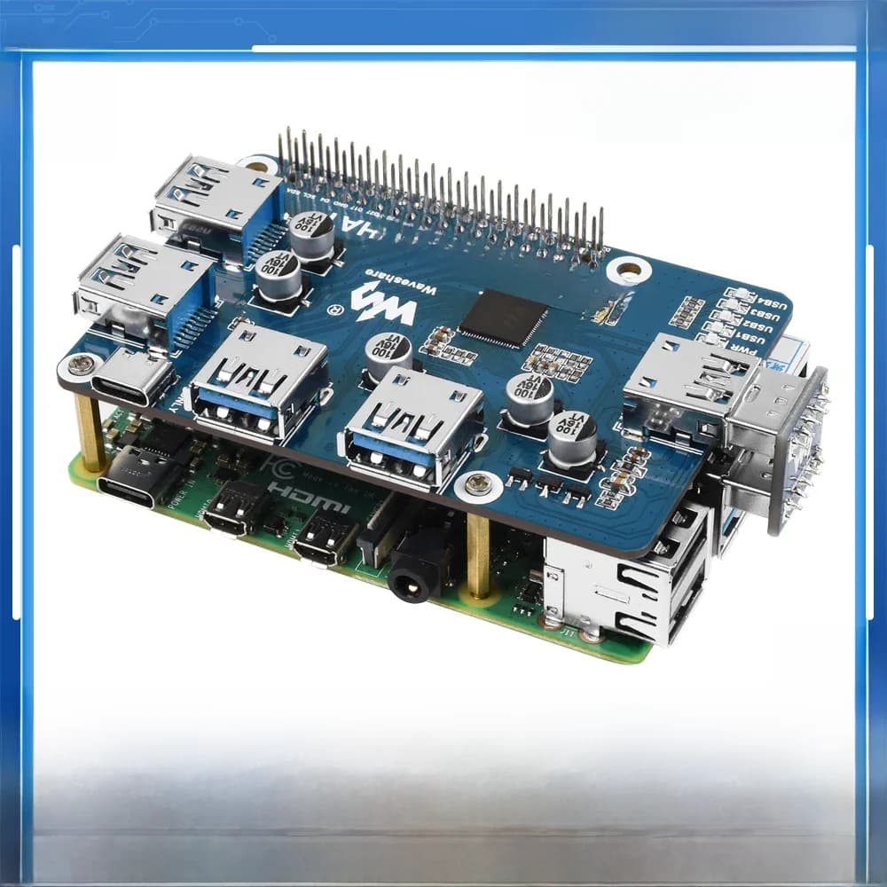 Carte avec 4x ports USB 3.2 Gen1 pour Raspberry Pi 4B, hub HAT DC 5V 6 000