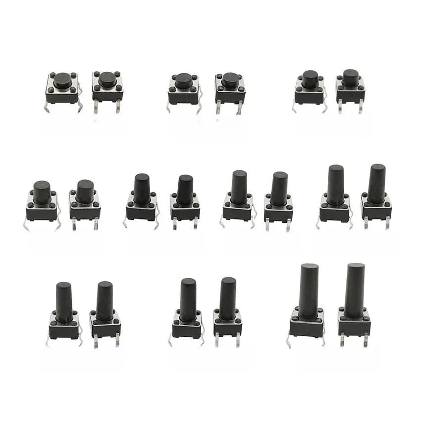Mini bouton-poussoir Tactile 6x6mm, 50 pièces, panneau PCB momentané DIP 4 broches, interrupteur à réinitialisation automatique 6*6*4.3/5/6/7/8/9/10/11/12/13MM
