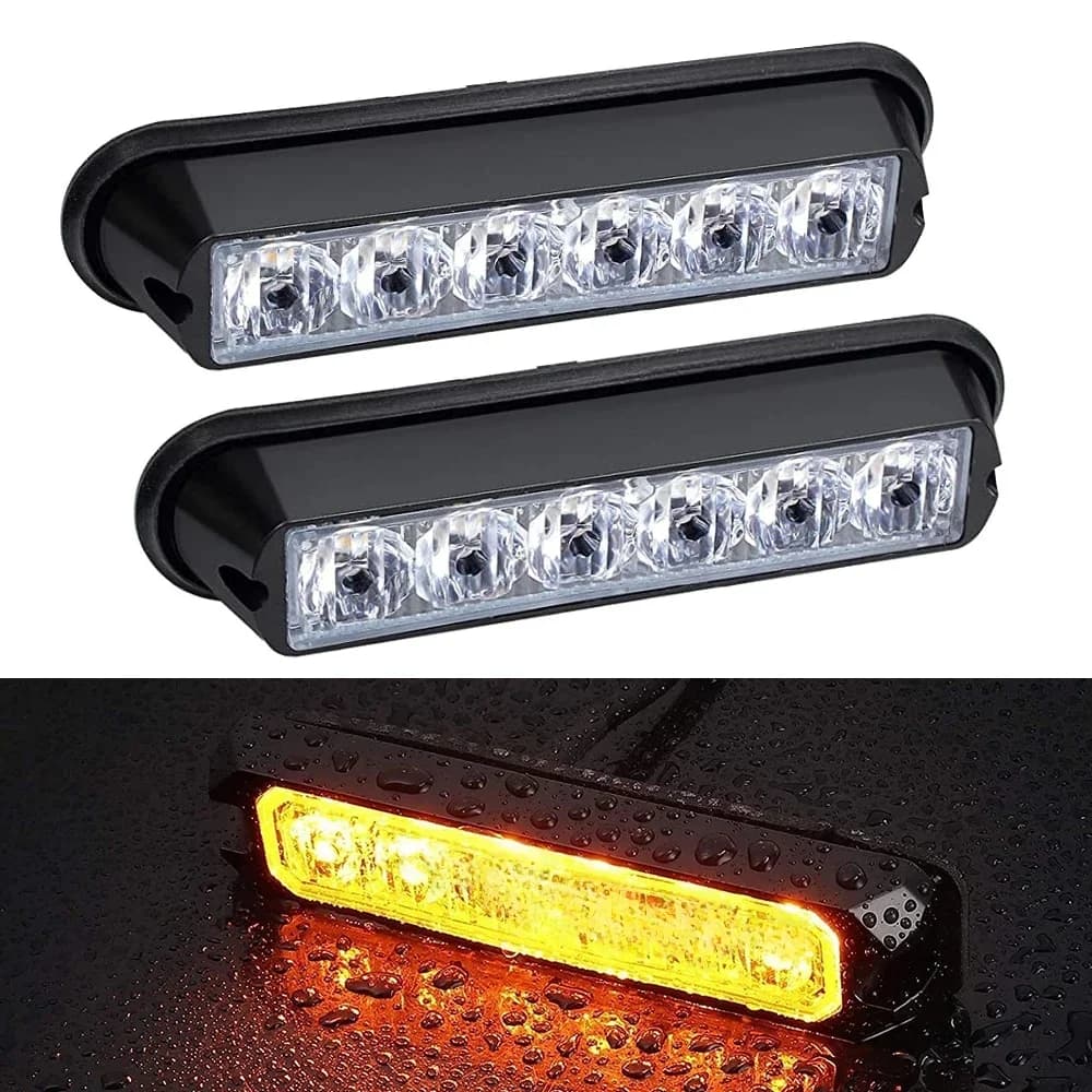 2 pièces, barre lumineuse d'avertissement à 4 LED, 6 LED, feux stroboscopiques de voiture, balise LED, lampe de secours universelle 12V 24V, véhicule, camion