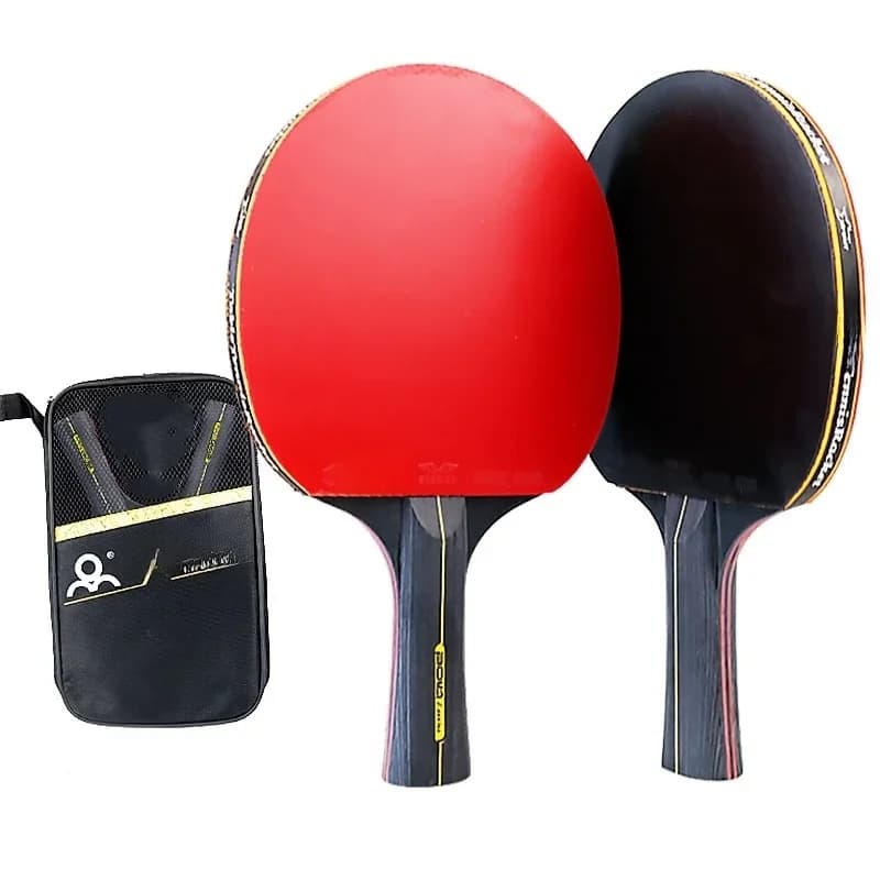 Raquette de Tennis de Table professionnelle 6 étoiles, 2 pièces, ensemble de raquettes de Ping-Pong, lame en caoutchouc de haute qualité, pagaie de chauve-souris avec sac