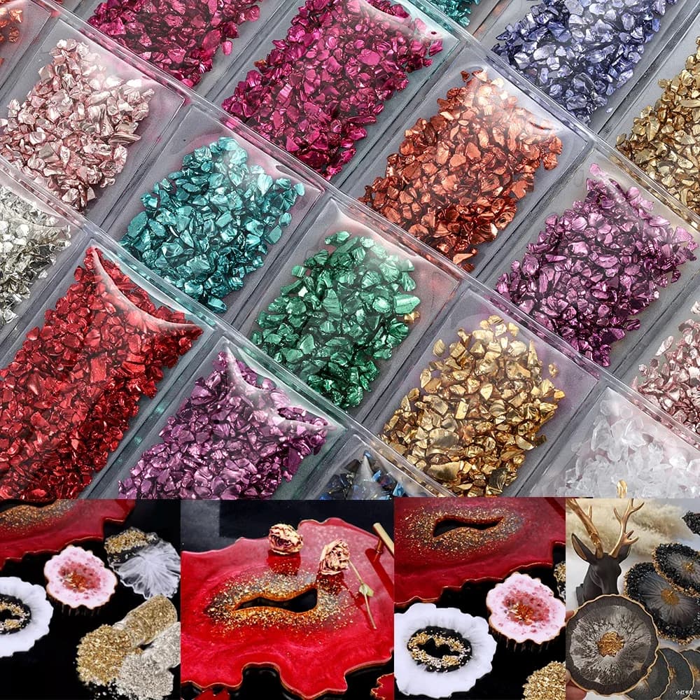 Verre métal écrasé pierre résine remplissages cristal UV époxy remplissage bricolage artisanat Nail Art décorations pour la fabrication de bijoux résine moule