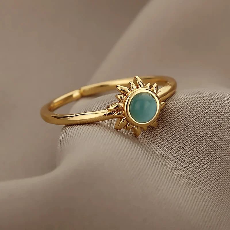 Bagues Vintage en opale pour femmes et hommes, en acier inoxydable, en pierre de lune, accessoires, Bijoux cadeau pour meilleure amie, Bijoux maman, taille 7