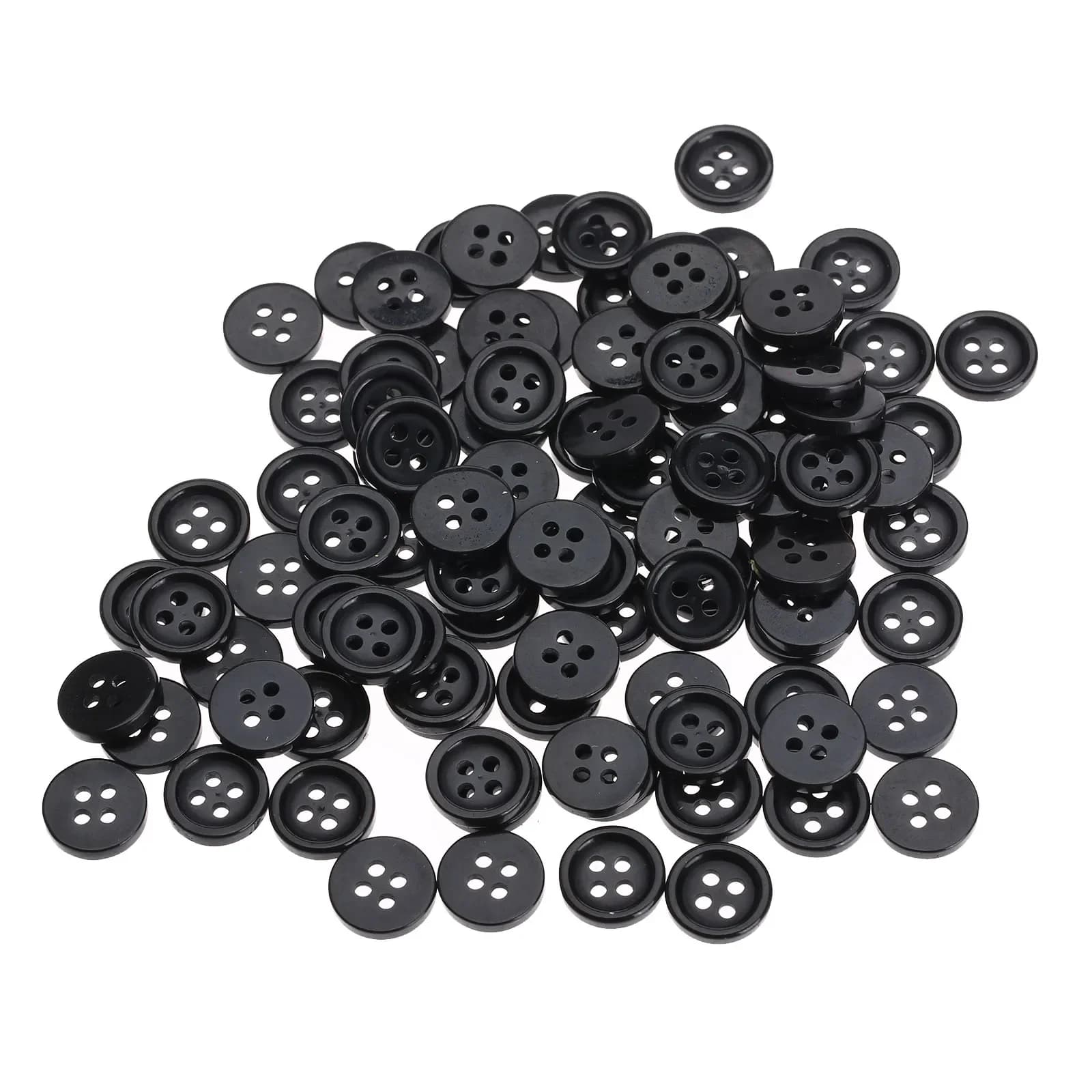 100 pièces boutons de couture noirs 4 trous 10MM boutons ronds en résine adaptés à la couture de vêtements Scrapbook vêtements artisanaux accessoires de couture