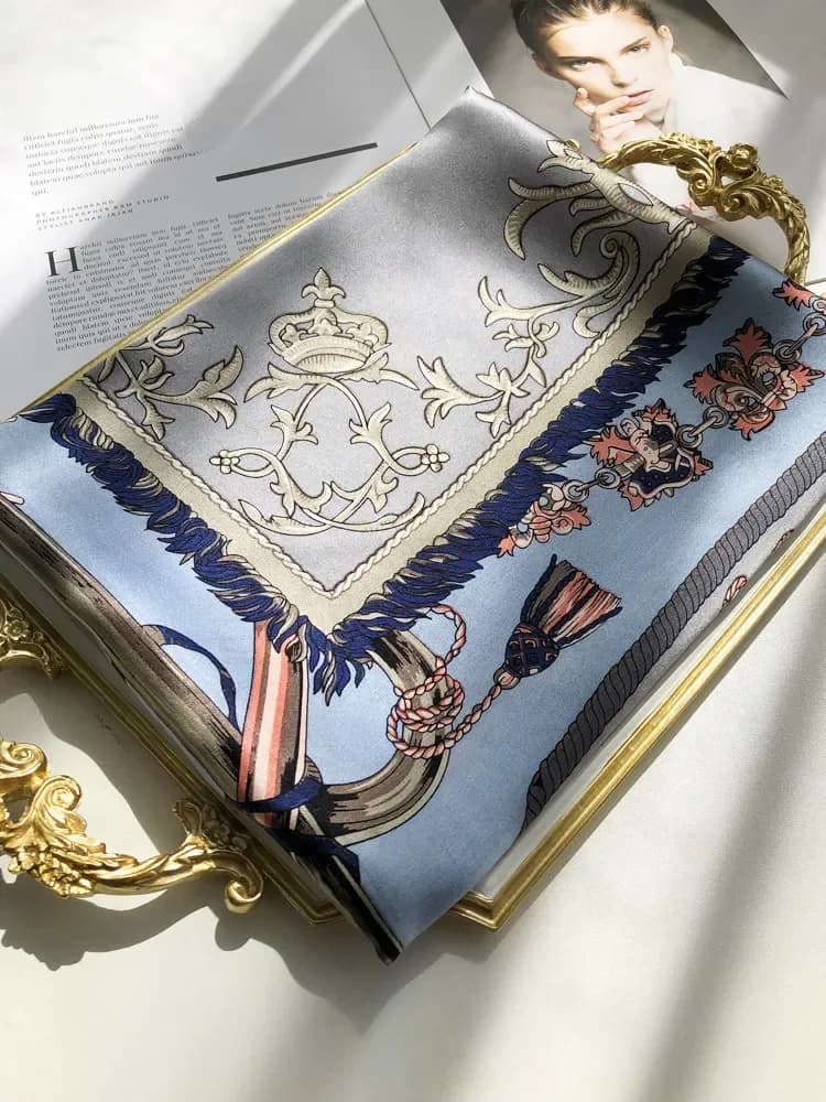 Ludovicus magnus Magnus Foulard En Soie Pure 100% 110cm, grand Foulard de styliste En Soie mûre naturel, roulé manuellement, 100cm