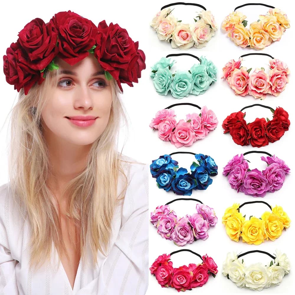 Bandeau de cheveux rose rouge pour Halloween, couronne de cosplay, bandeau de sauna, guirxiété de festival, costume de fête, patients, pièce de sauna de mariage, cerceau, 1PC