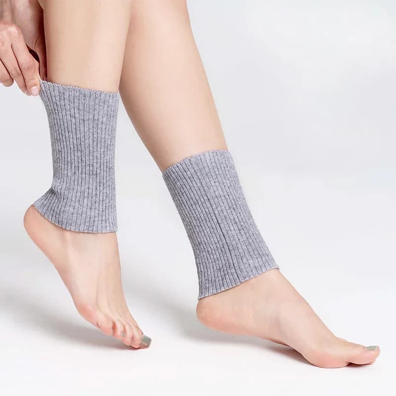 Chauffe-chevilles en laine pour femmes, automne hiver, tricot côtelé, chaud et doux, guêtre assortie, chancelière unisexe, manches de pied, bas