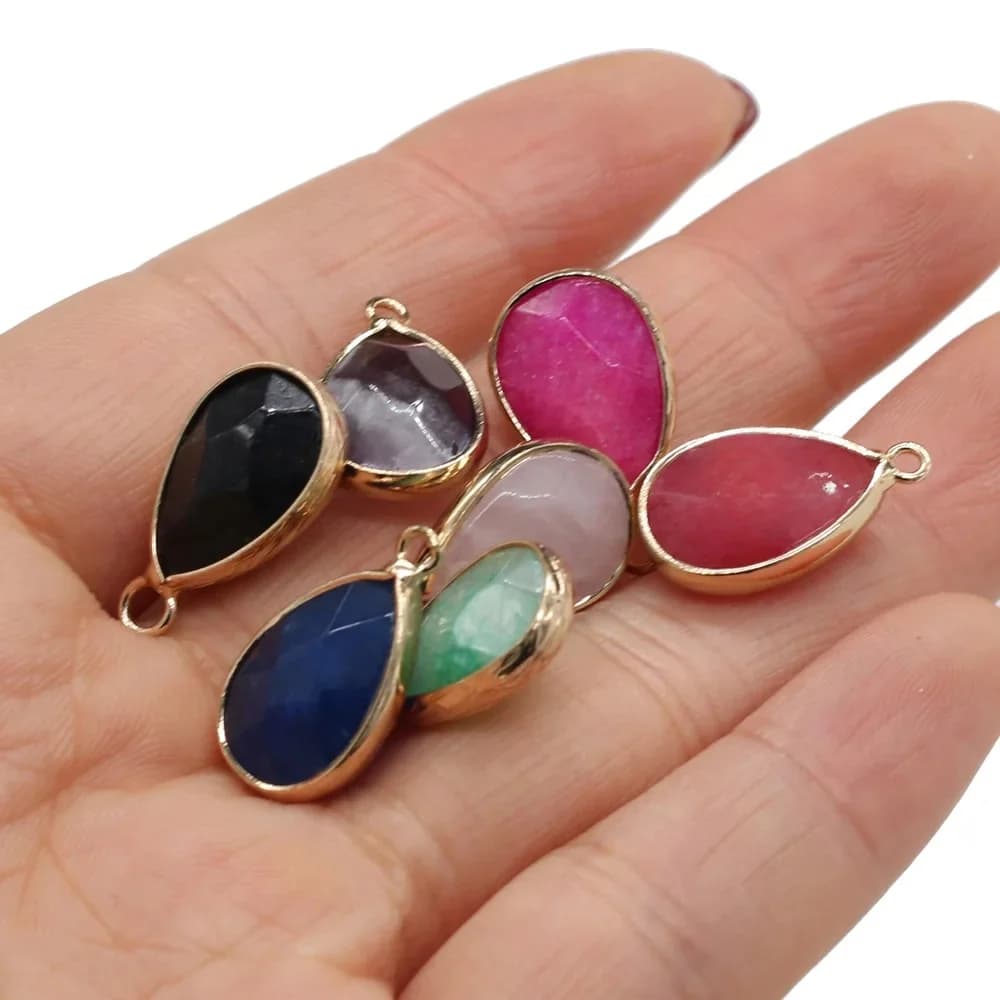 Breloques en pierre naturelle, pendentif en Agates améthyste en forme de goutte pour la fabrication de bijoux, collier, Bracelrt, taille 11x20mm, 4 pièces