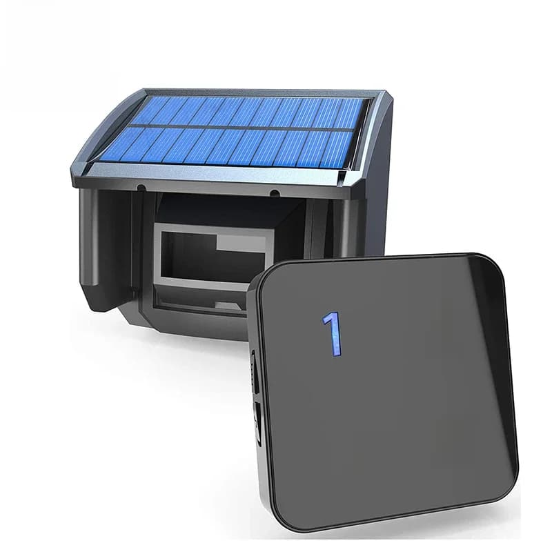 HTZSAFE 400 mètres solaire sans fil allée alarme extérieure résistant aux intempéries capteur de mouvement et détecteur bricolage système d'alerte de sécurité