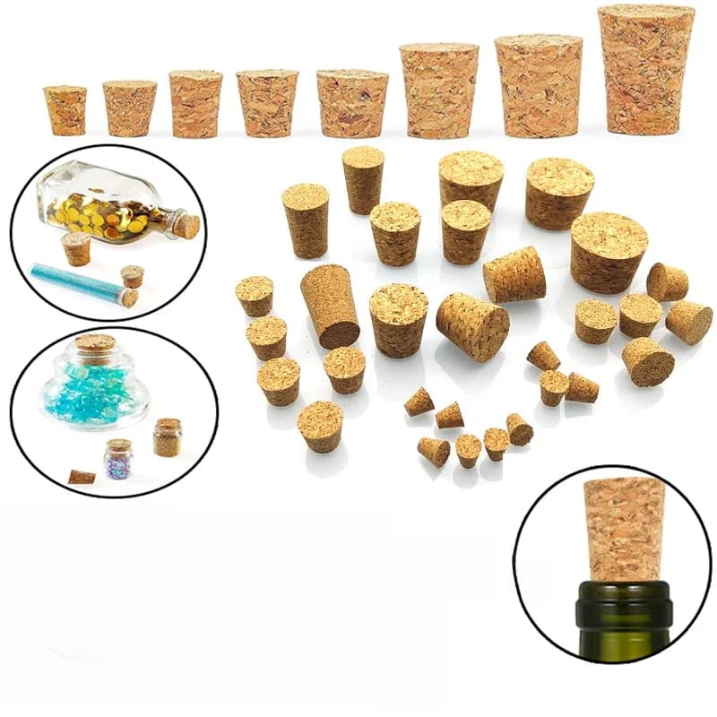 Lot de 5/10 bouchons coniques en verre pour bouteilles, bouchons de liège coniques pour brassage maison, bouchons de bouteille de vin, bouchons pour artisanat et loisirs créatifs