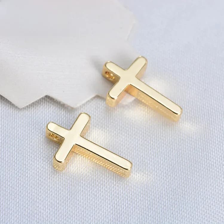 (1715)13*8MM Pendentifs Croix Miniatures en Laiton Plaqué Or Champagne 24K, Accessoires de Bijoux DIY, Vente en Gros