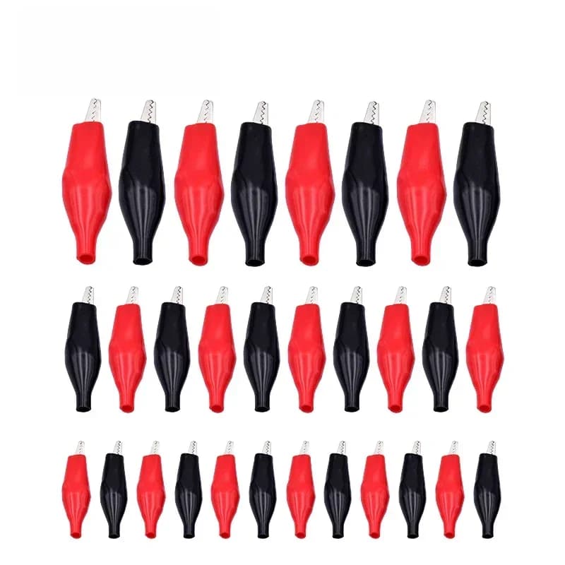 Pinces Crocodile de Test en métal, 10 pièces, 28mm/35mm/45mm, pince électrique Crocodile G98, coffre en plastique noir rouge, compteur de Test de batterie de voiture