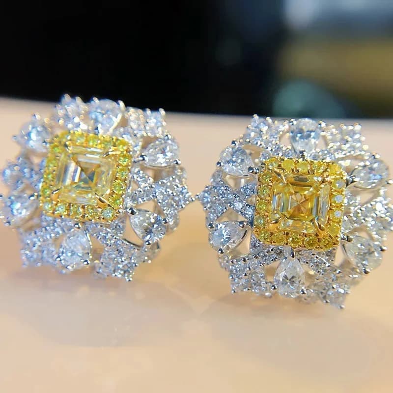 Boucles d'Oreilles Vintage en Topaze Moissanite 100% group Argent Sterling 925, Bijoux de Promesse, de Fiançailles, de Mariage, Cadeau pour Femme