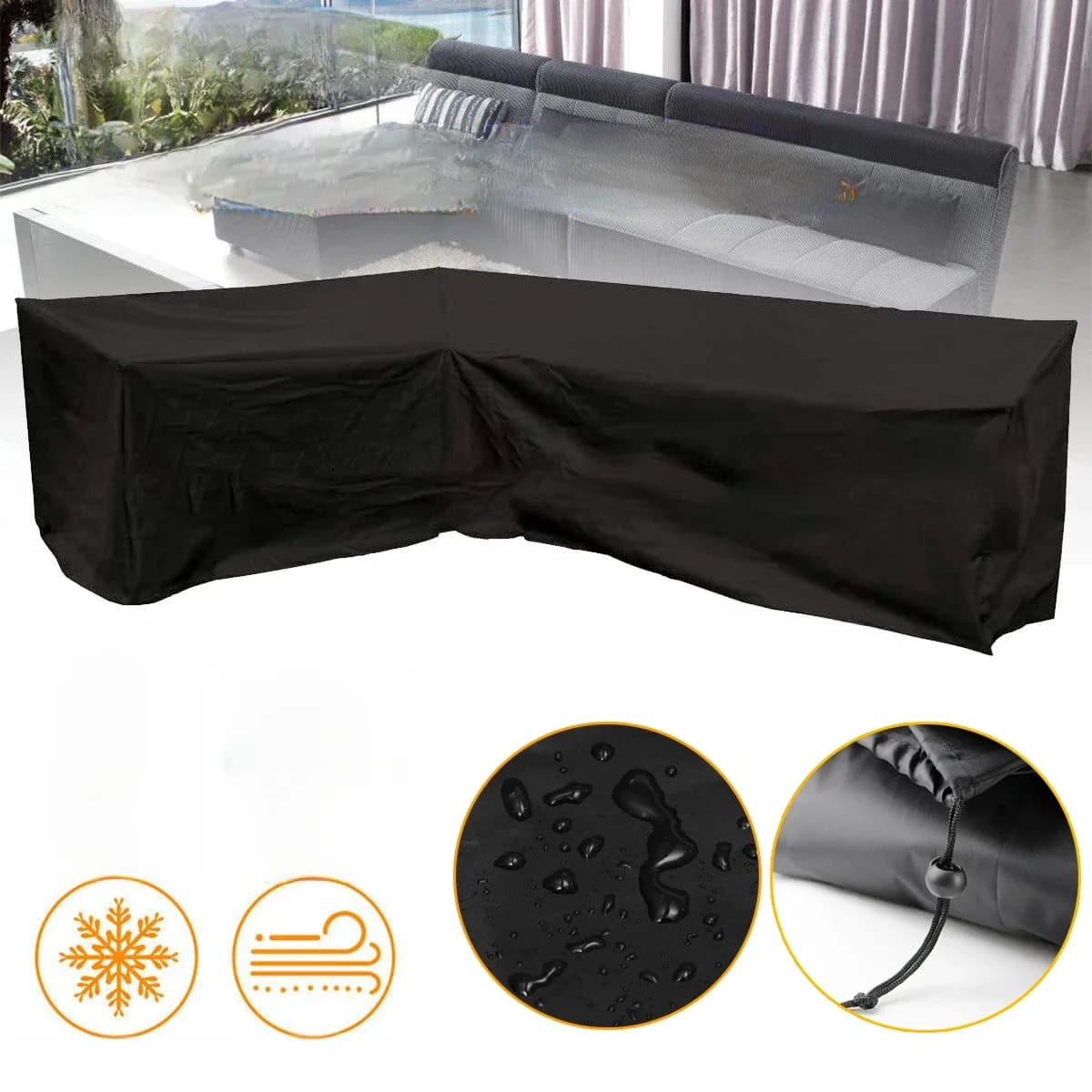 Housse de protection imperméable pour meubles de jardin, Patio extérieur, en forme de L, anti-poussière, pour Table, chaise, canapé, pluie, neige, résistante à la moisissure