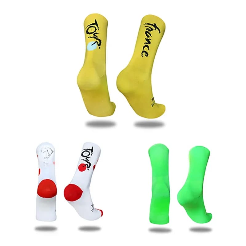 Nouvelles chaussettes de cyclisme à lettres, chaussettes de sport respirantes à compression pour la compétition en extérieur, chaussettes de vélo pour hommes, Calcetines Ciclismo