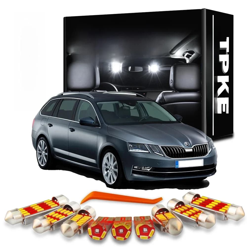 TPKE 11 pièces Canbus voiture lampe à LED intérieur dôme boîte à gants carte lumières Kit d'ampoule pour Skoda Octavia 3 MK III RS Combi 5E5 Estate 2013 +