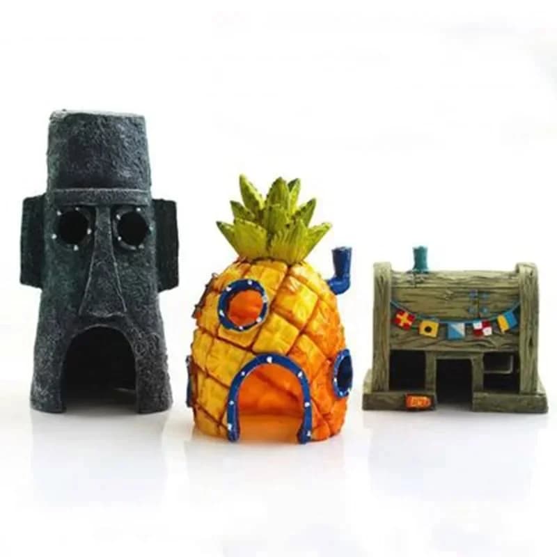 Mini ornements en résine pour Aquarium, maison, ananas, dessin animé, ornement pour Aquarium