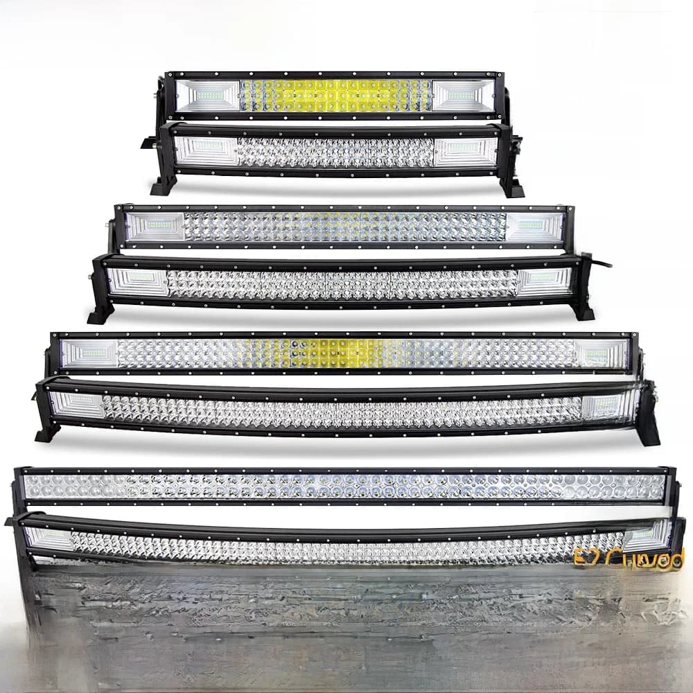 Auxtings 7D barre lumineuse LED droite/incurvée 22 "32" 42 "52 "lumière de travail Tri-rangée 4x4 camion ATV toit de voiture barre lumineuse de conduite tout-terrain
