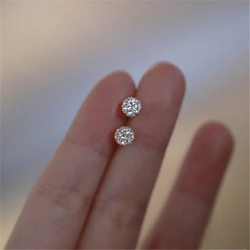 Boucles d'oreilles françaises simples en argent Sterling 925, cristal scintillant, pour femmes, tempérament de luxe léger, bijoux cadeau de fête de mariage