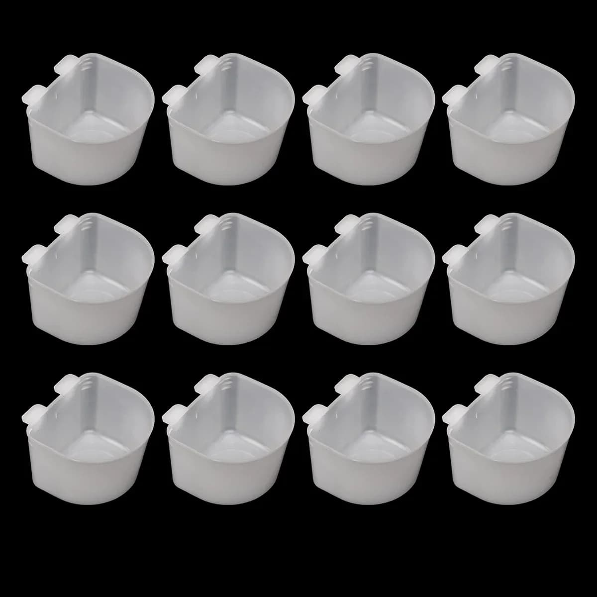 Bol d'eau pour perroquets, caille, abreuvoir pour oiseaux, pratique, tasse de nourriture, bol pour petit mangeoire pour oiseaux, Clip d'eau, 12 pièces