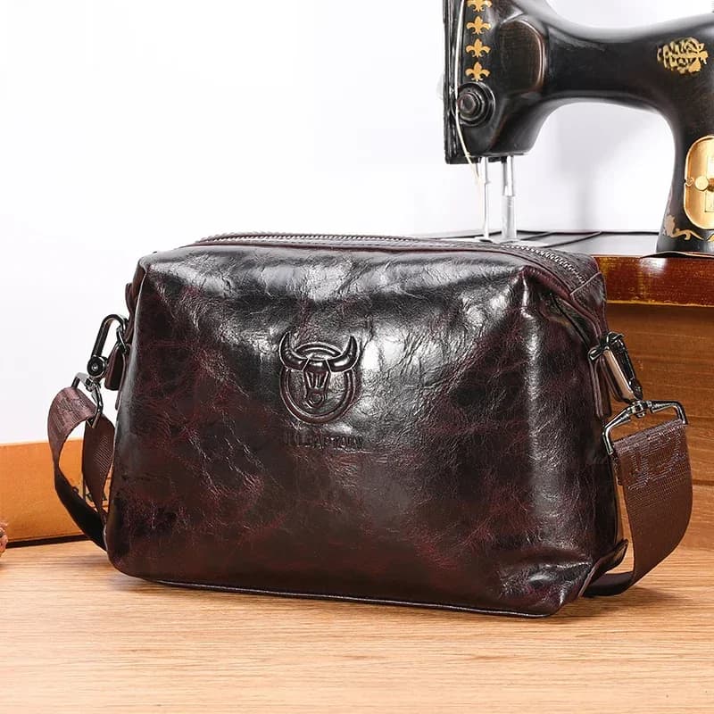 Bullcaptain-Sac en cuir véritable pour homme, sacs de messager décontractés, fentes pour cartes indépendantes, grande capacité, mode initiée