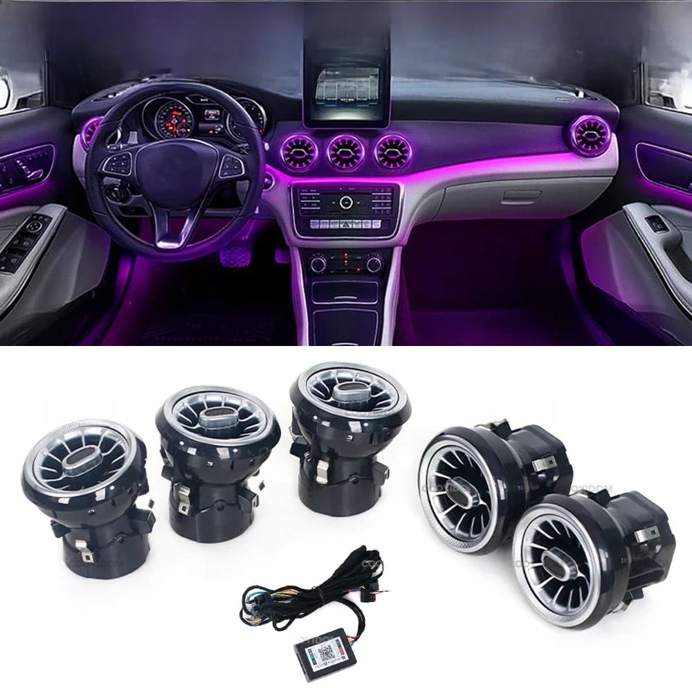 Voiture 12 couleurs LED climatisation évent sortie Turbine évent pour Mercedes Benz A B CLA GLA classe W117 W156 W176 W246