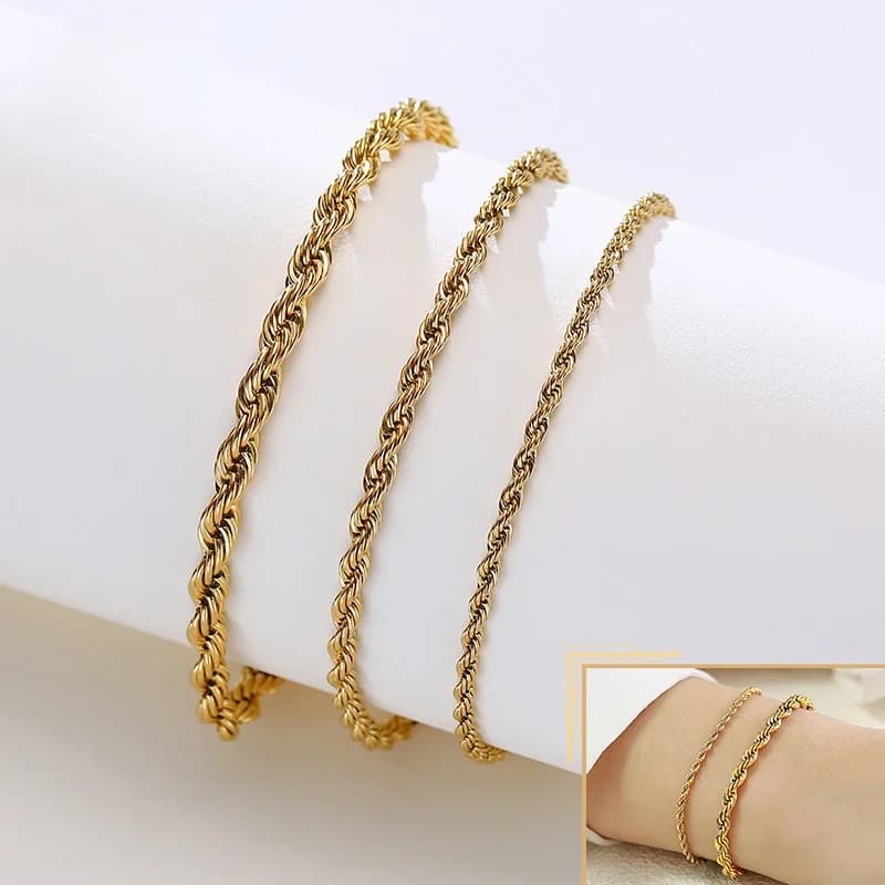 Vnox-Bracelets à ULchic pour femmes, anti-allergie, en acier inoxydable torsadé, longueur réglable de 2/3/4/5mm de largeur