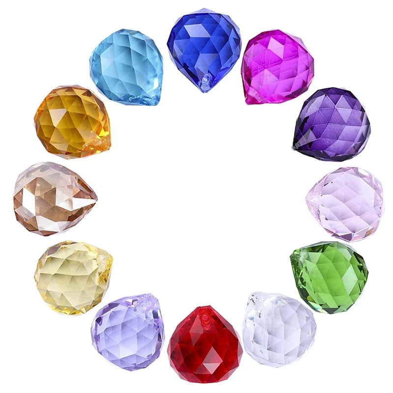 1 pièce de couleurs de lustre, 15mm/20mm/30mm/40mm, boules de verre de cristal pour lustre prisme brillant capteur de soleil à vendre