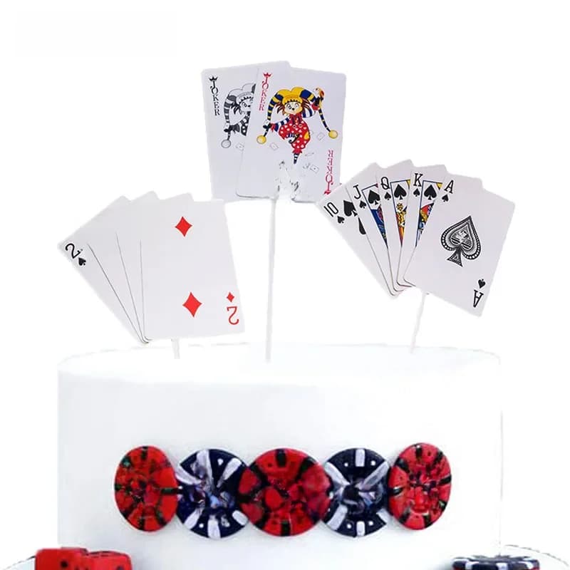 Toppers de gâteau sur le thème du poker pour adultes et enfants, fournitures de fête d'anniversaire, gâteau Chi de casino, scène de jeu, choix de cartes à jouer